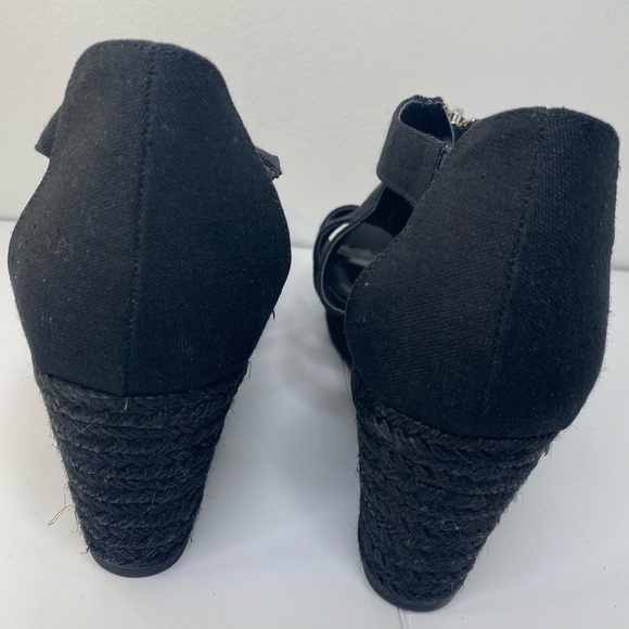 LAUREN RALPH LAUREN NWOT or Box Kelcie Chambray Fabric Sandal Wedges - Picture 6 of 7